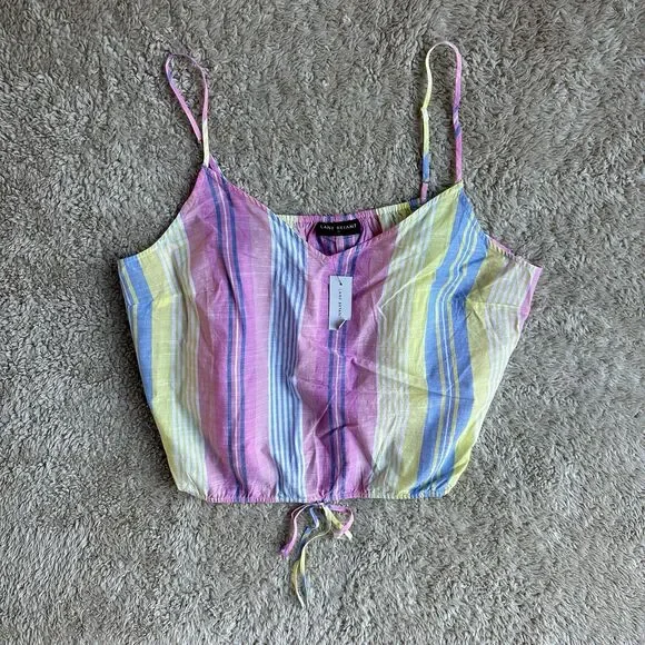 Lane Bryant Crop Drawstring Tank Rebecca Stripe Multicolor Size 20 (XXL) Plus - Picture 3 of 13